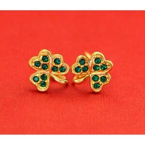 Vintage Clover Irish Lucky Leaf Earrings by avon - F4